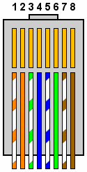 Numbering the pins of the RJ45  connector